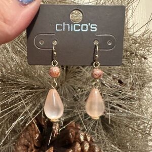 Chico's Gold and Peach Teardrop Earrings